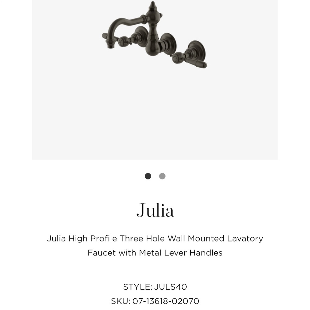 Waterworks Julia High Profile 3 Hole Wall Mounted Lavatory Faucet W Metal Handle